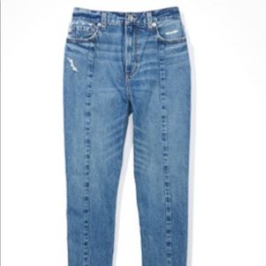 American Eagle high waisted jeans, only worn once. Size 10 reg with raw hem!
